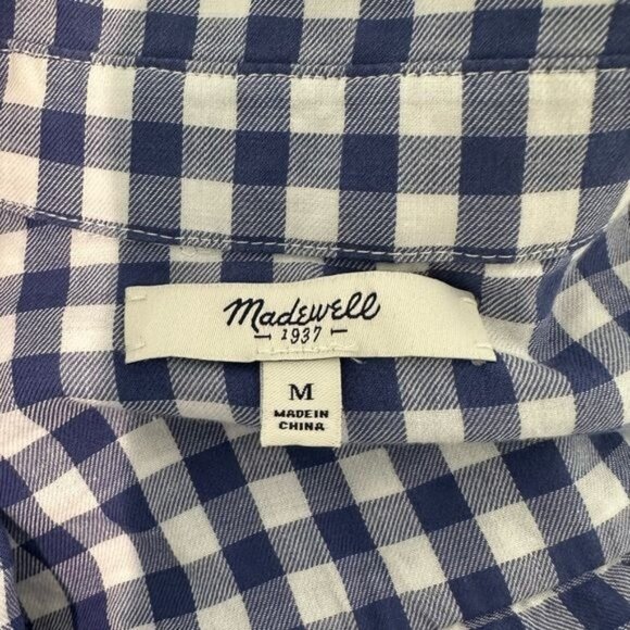 Madewell Gingham Plaid Button Down Long Sleeve Blouse Blue White Size Medium - Picture 3 of 4
